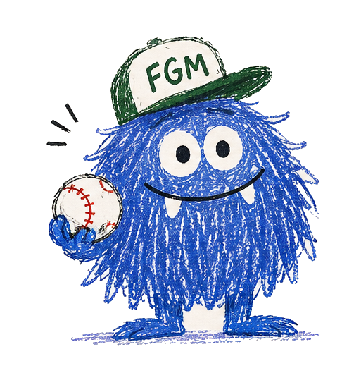 Monsters mascot holding a Fort Greene banner